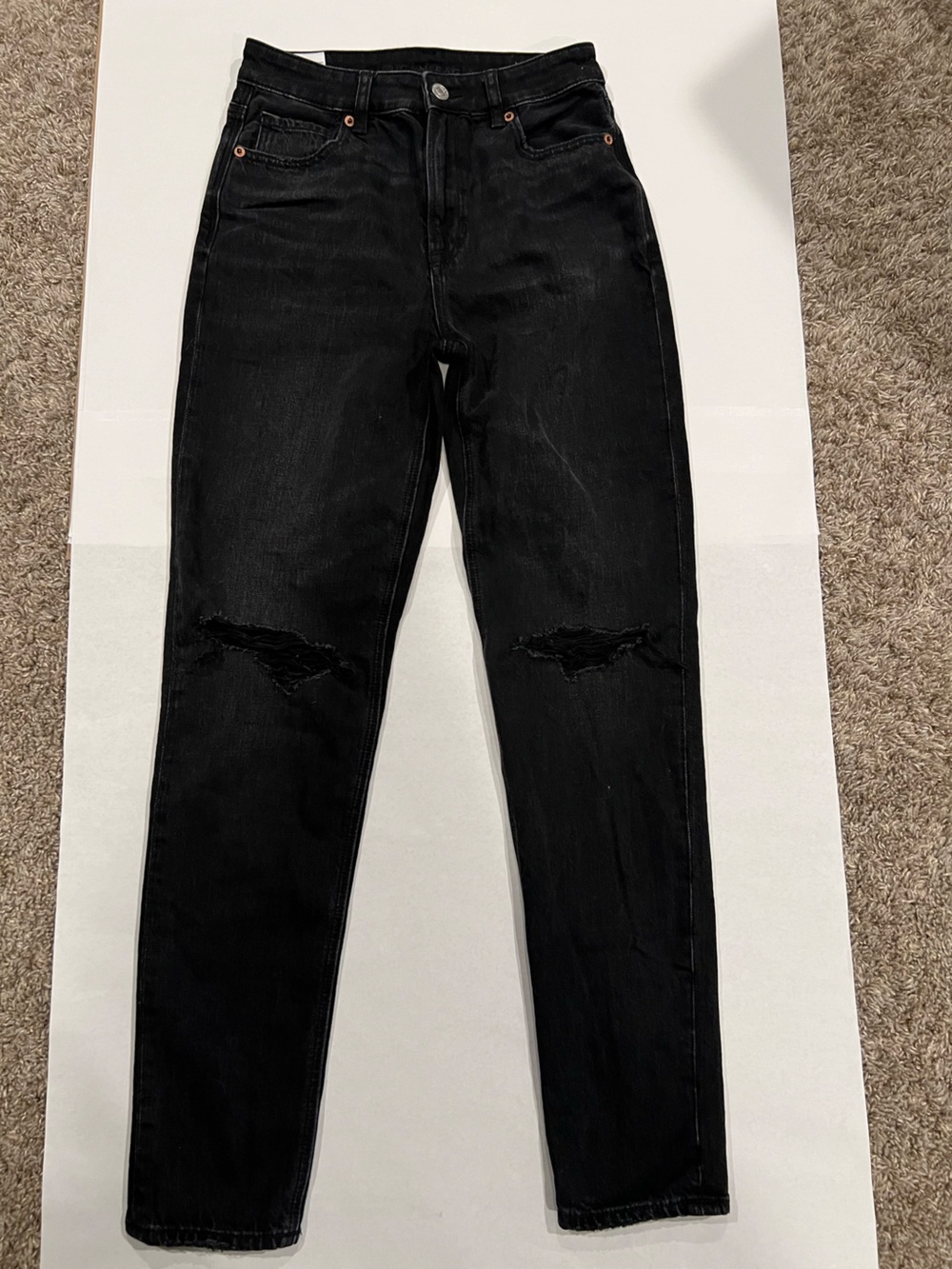 American Eagle Outfitters Black Skinny Jeans with Knee Rips
